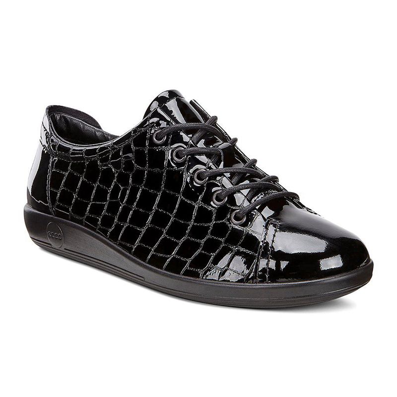 Women Flats Ecco Soft 2.0 - Sneakers Black - India QLVHTZ915